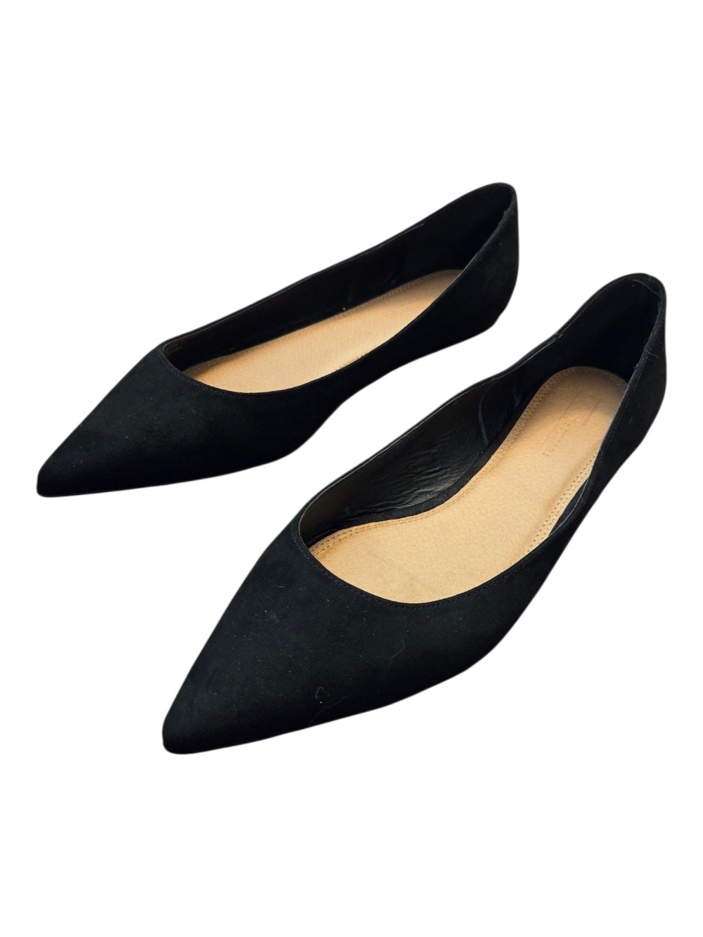 ASOS DESIGN Lucky Pointed Ballet Flats in Black Suedette - Size 12 (10 UK) - Picture 4 of 8